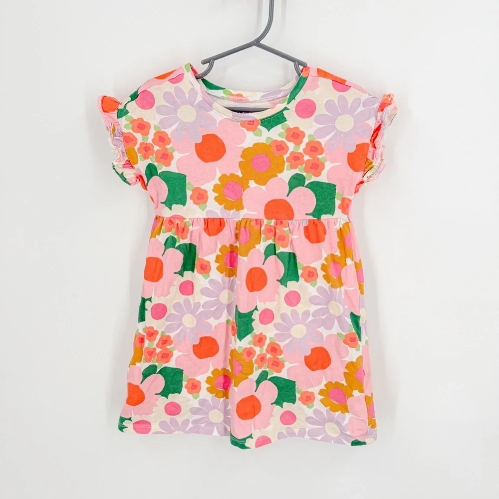 Old Navy Orange Pink Sundress Flutter Sleeve Casual
